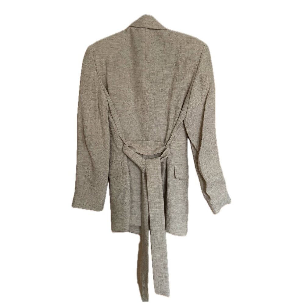 NWT Zara Light Beige Ottoman Blazer w/ Belt XS - Picture 5 of 7